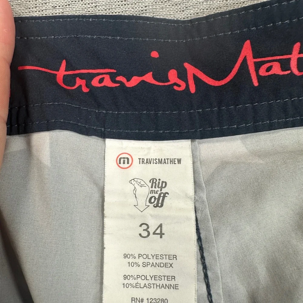 Travis Mathew Board Shorts Men 34 Stars and Stripes Navy Red White USA Patriotic